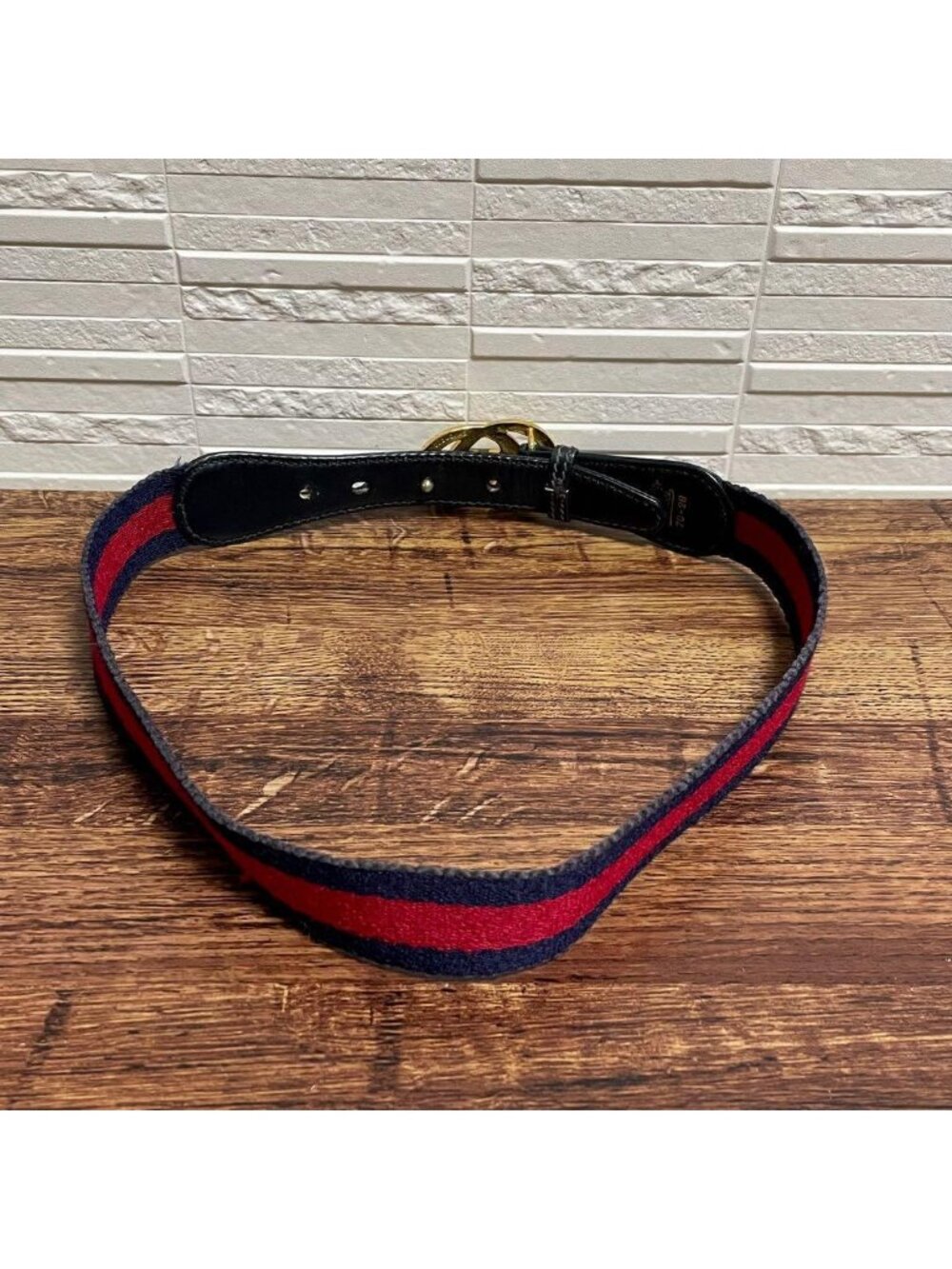 Gucci Sherry GG Gold Buckle Belt Leather Canvas - Picture 5 of 10
